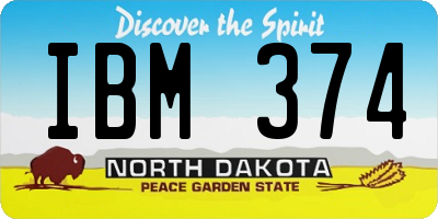 ND license plate IBM374