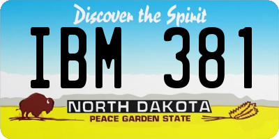 ND license plate IBM381