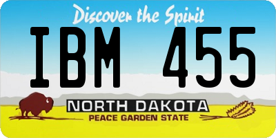 ND license plate IBM455