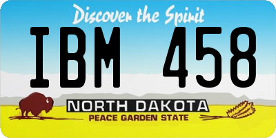 ND license plate IBM458