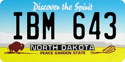 ND license plate IBM643