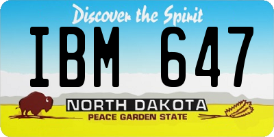 ND license plate IBM647