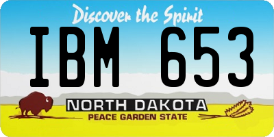 ND license plate IBM653