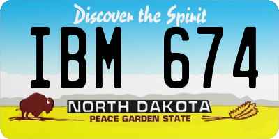 ND license plate IBM674