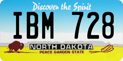 ND license plate IBM728