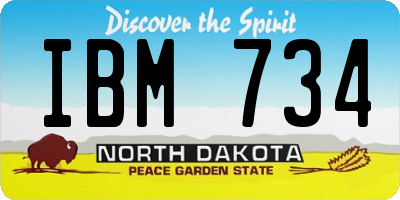 ND license plate IBM734
