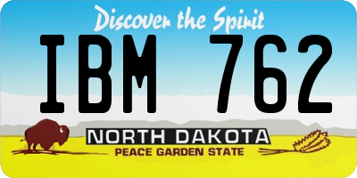 ND license plate IBM762