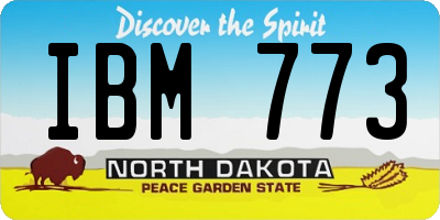ND license plate IBM773