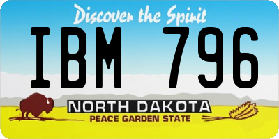 ND license plate IBM796