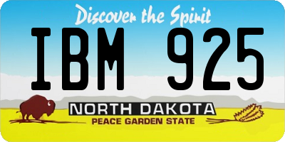 ND license plate IBM925