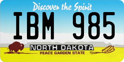 ND license plate IBM985