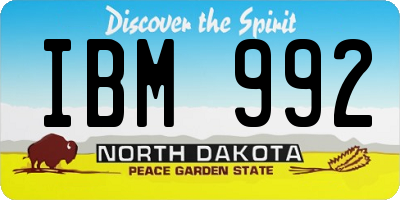 ND license plate IBM992