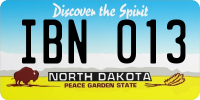 ND license plate IBN013