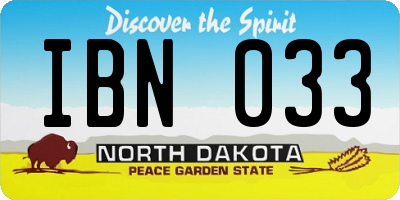 ND license plate IBN033