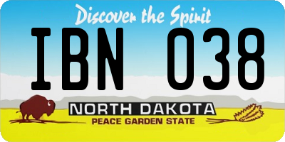 ND license plate IBN038