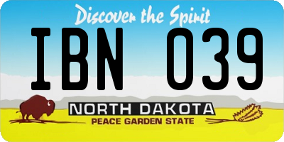 ND license plate IBN039