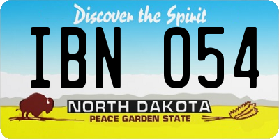 ND license plate IBN054