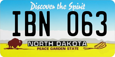 ND license plate IBN063