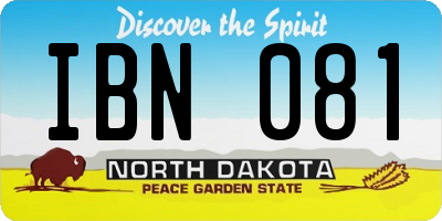ND license plate IBN081