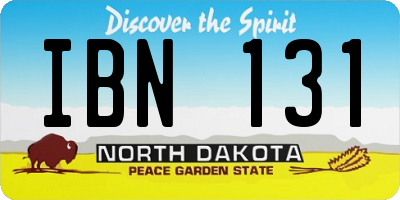 ND license plate IBN131