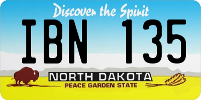 ND license plate IBN135