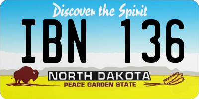ND license plate IBN136