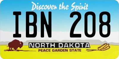 ND license plate IBN208