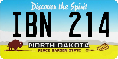ND license plate IBN214