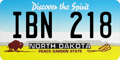 ND license plate IBN218