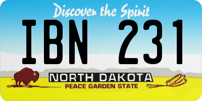 ND license plate IBN231