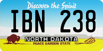 ND license plate IBN238