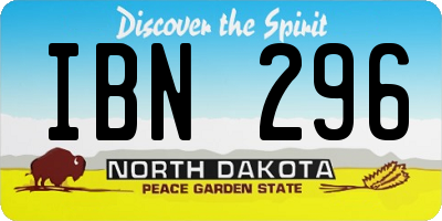 ND license plate IBN296