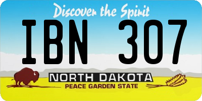 ND license plate IBN307