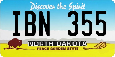 ND license plate IBN355