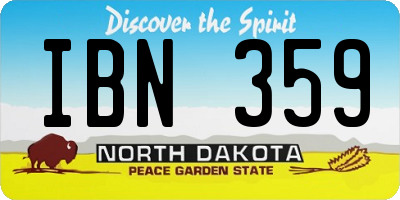 ND license plate IBN359