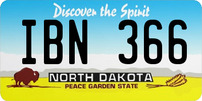 ND license plate IBN366