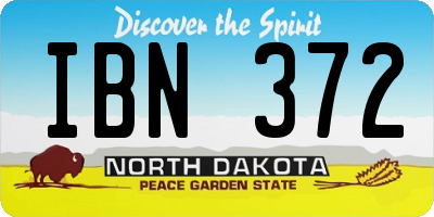 ND license plate IBN372