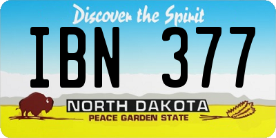 ND license plate IBN377