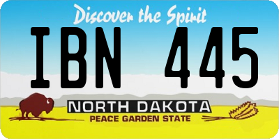 ND license plate IBN445