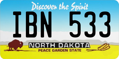 ND license plate IBN533