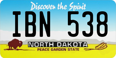 ND license plate IBN538