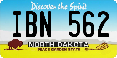 ND license plate IBN562