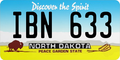 ND license plate IBN633