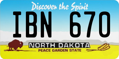 ND license plate IBN670
