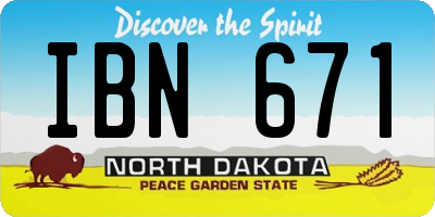 ND license plate IBN671