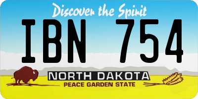 ND license plate IBN754