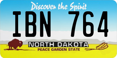 ND license plate IBN764