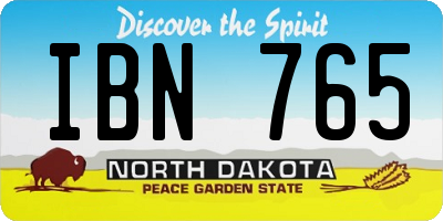 ND license plate IBN765