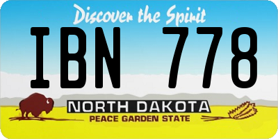 ND license plate IBN778