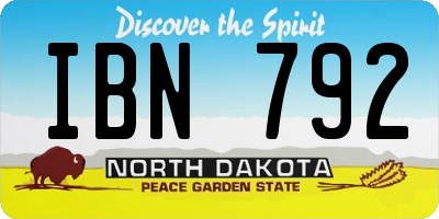 ND license plate IBN792
